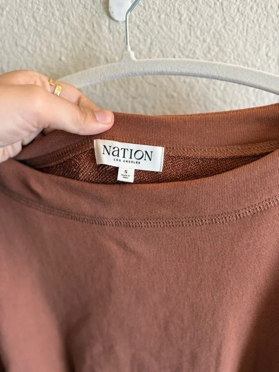 Nation Los Angeles Ronni Mini Dress in Tobacco Brown 100% Cotton Fitted Small - Picture 4 of 8